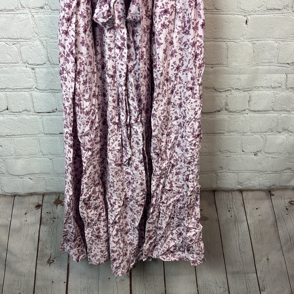 BloomChic Purple Floral Mock Neck Belted Pocket Dress Size 12 Large - Picture 5 of 6